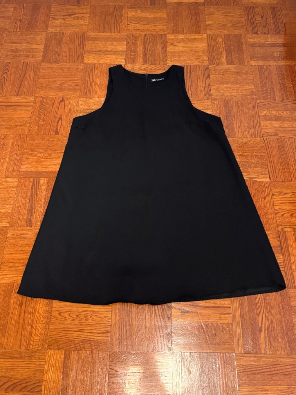Zara High Neck Mini Black Shift Dress with Shorts Built In XL